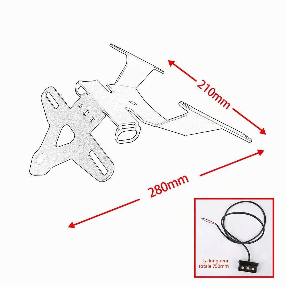 Moto CB650R CBR650R Support de Plaque d'immatriculation Support Tail Tidy Fender Eliminator Kit avec lumière LED pour CB 650 R CB 650R CBR 650 R CBR 650R Accessoires 2019 2020 19-20
