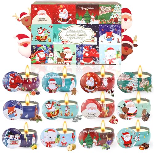 Obcxin Weihnachtskerzen, 12 Stück Duftkerze Weihnachten, 100%...