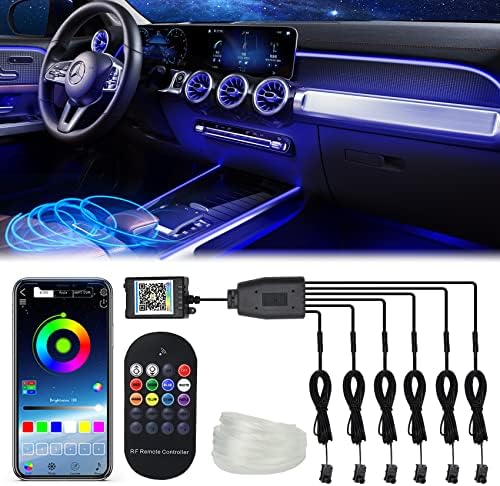 Interior LED Car Lights, WEBUPAR Car Accessories 6 in 1 Ambient Lighting Kits with Remote and APP Control, 315 inches Fiber Optic, Multicolor RGB Car LED Strip Lights with Music Sync Mode, DIY Mode