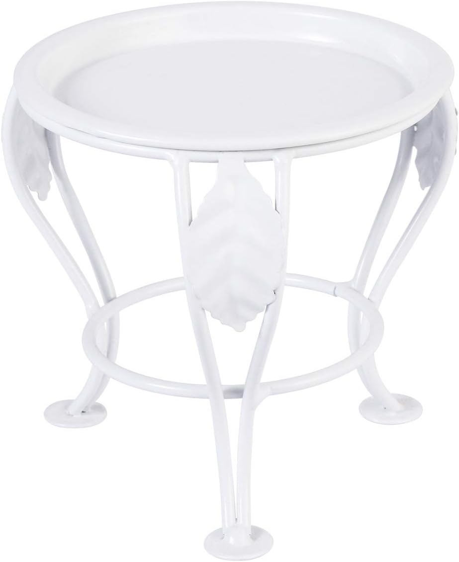 BESTOMZ Mini Metal Flower Pot Holder Plant Stand for Indoor Outdoor Balcony (White, 14x12.8cm)