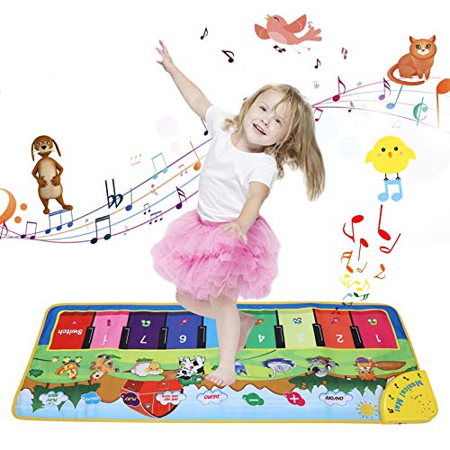 Weefun Musical Mat, Piano Play Keyboard Dance Floor Mat Carpet Animal Blanket Touch Playmat, Early Education Music Toys for 1 2 3 4 5 Year Old Girls Boys, Christmas Birthday Gift for Kids Toddler