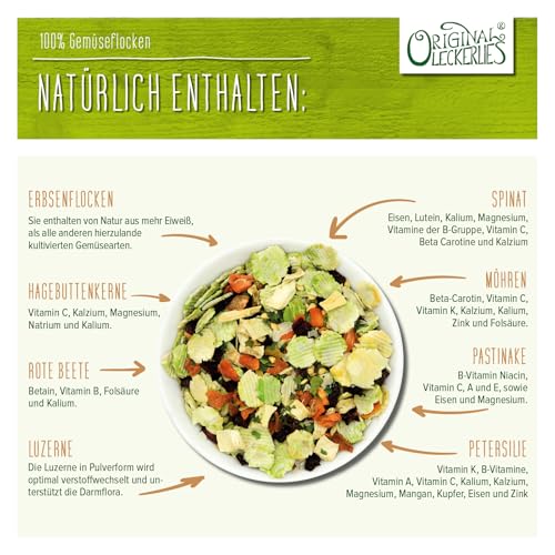 ORIGINAL LECKERLIES® 100% Gemüse-Flocken, 2 kg getreidefreie Gemüseflocken, Hundeflocken, Barf Zusatz Hund Hundefutter – Naturprodukt für Hunde