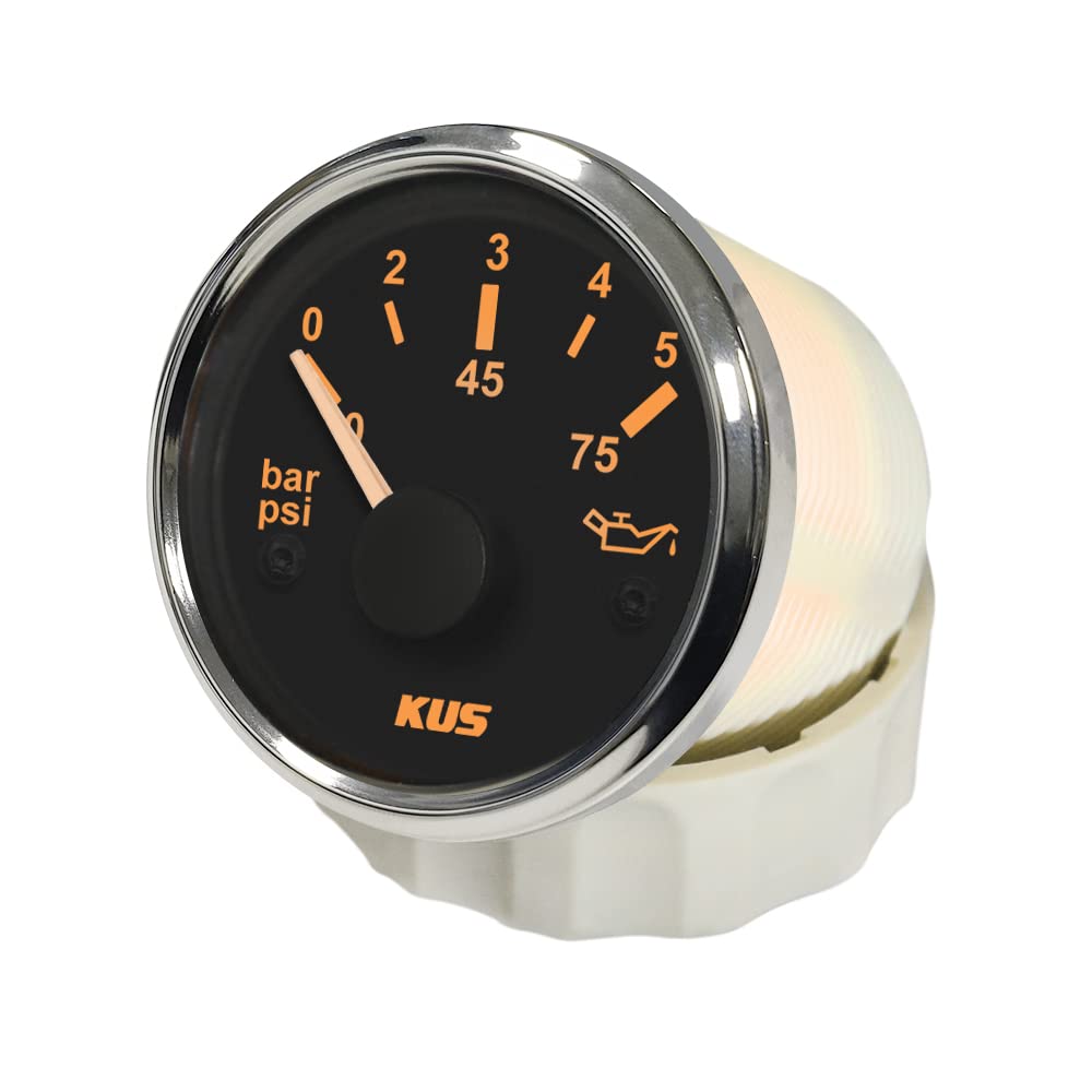 KUS aceite combustible Medidor de presión 0-5bar 0-75psi con retroiluminación 12V/24V 52mm (2")
