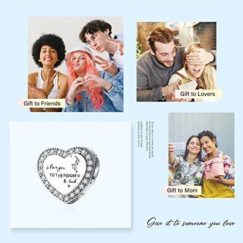 Mgiul Moon Star Heart Dangle Charms For Women Bracelets Necklaces With 5A Cubic Zirconia,925 Sterling Silver Pendants Beads Jewelry Gift For Women Girls Boys At Christmas,Mother's Day,Birthday. #TOP5