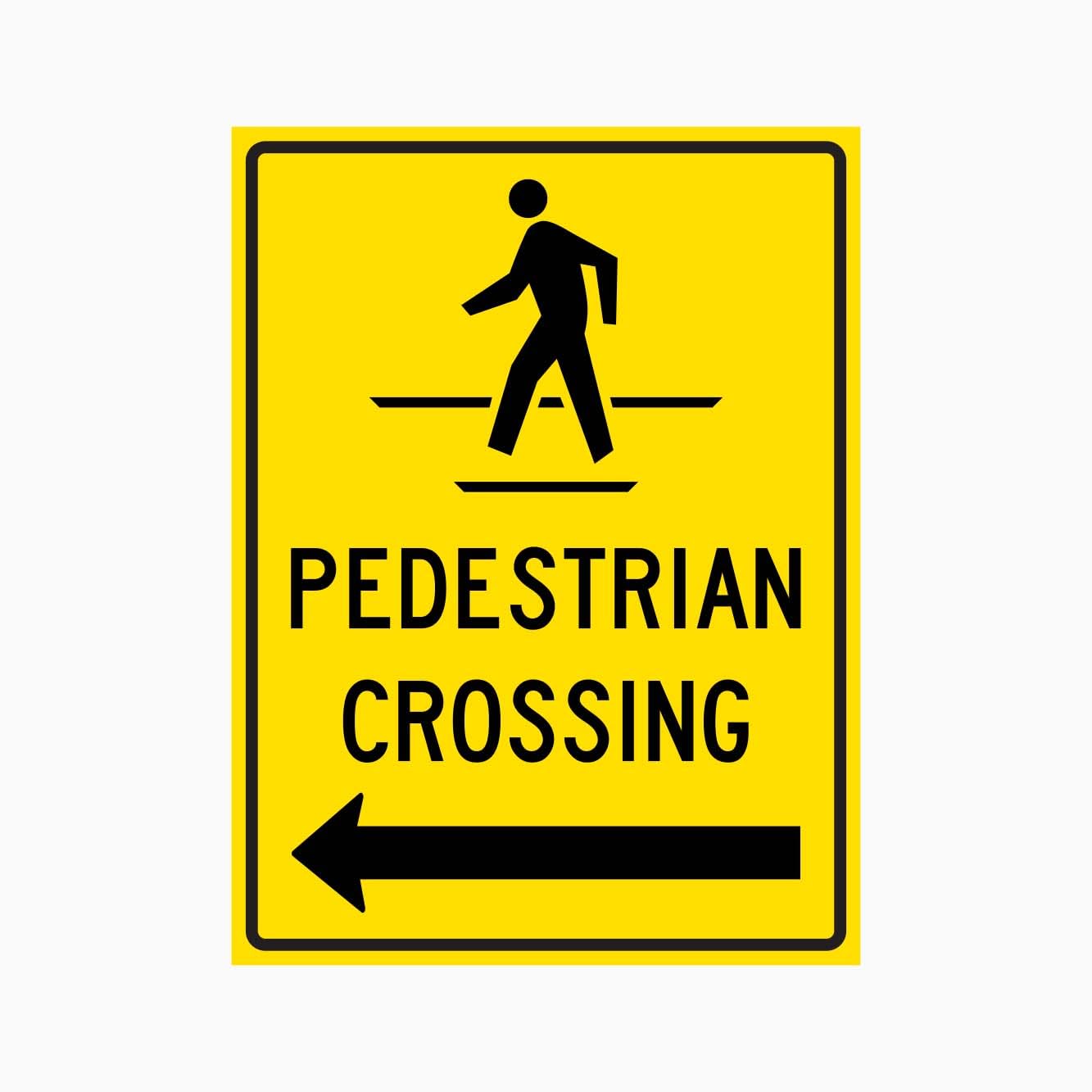 PEDESTRIAN CROSSING Sign with LEFT and RIGHT ARROW, 12x8 Inch Metal Tin Sign, Pedestrian Safety Traffic Sign