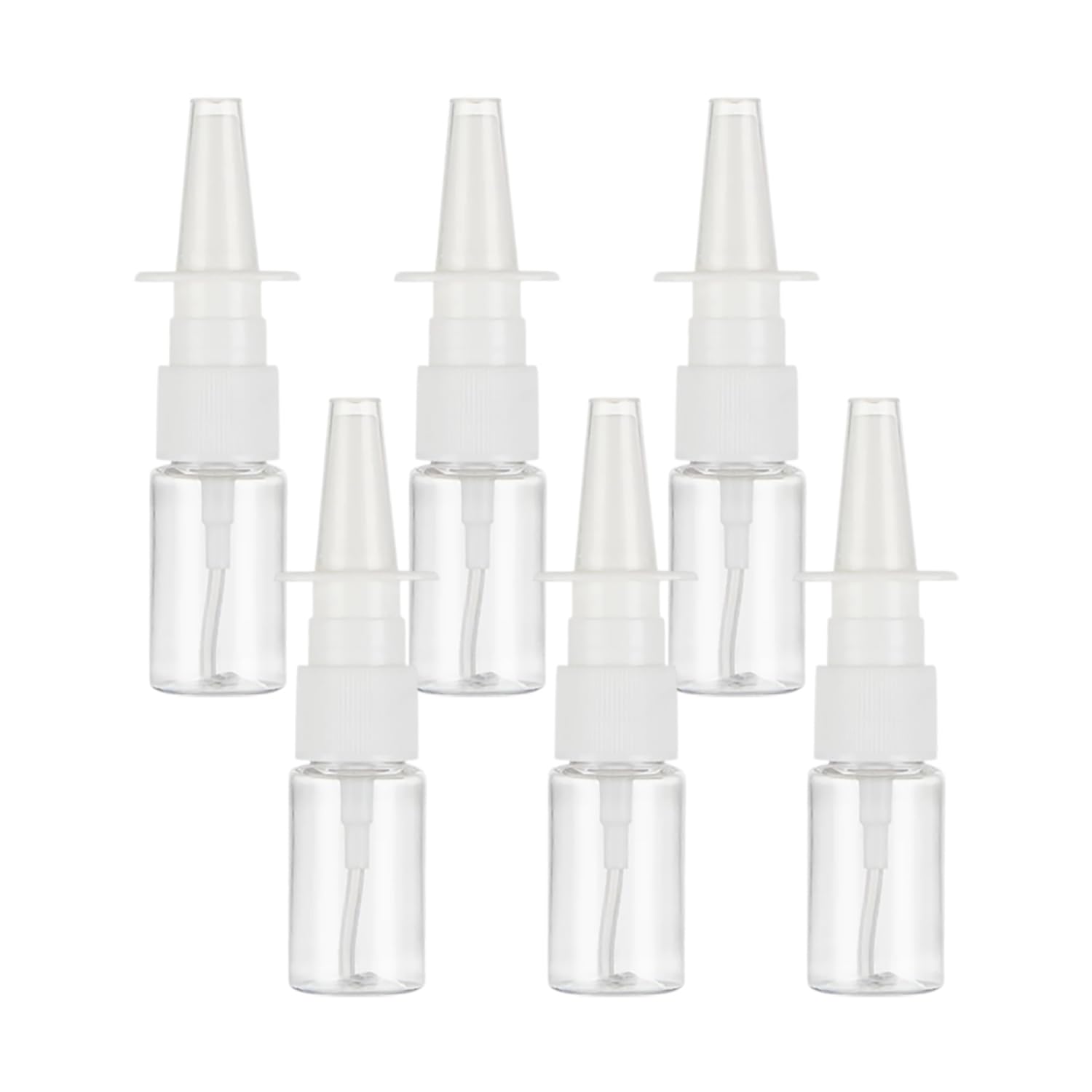 Flacone spray nasale vuoto da 6 pezzi da 10 ml,nebulizzatore ricaricabile, con imbuti ed etichette，spray nasale in plastica a spruzzo fine, oli essenziali (trasparente)