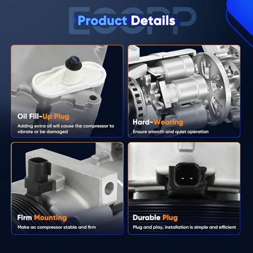 Image of ECCPP AC Compressor Fit for Ford Mustang 4.0L 2007-2010 | Fast Cooling AC Compressor with Clutch