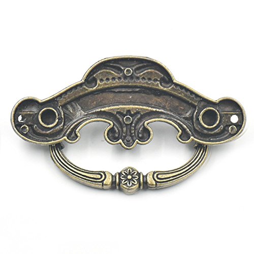 Blumoona 5 Pcs - Antique Brass Jewelry Box Drawer Cabinet Cupboard Door Furniture Wine Handle Pull Knob W Screws 94Mm(3.7")X45Mm(1.77") #TOP3