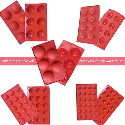 Semicircle Silicone Mold,Shxmlf Half Sphere Chocolate, Candy Gummy Dome Molds Teacake Bakeware Set for Cake Decoration Mousse Jelly Bombe Cupcake Baking Mould (5PACK)