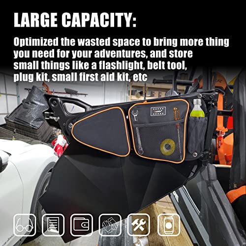 Rzr Xp 1000 Accessories, Goldfire Rzr Door Bags Sxs Storage Bag Set W/Knee Pad For 2014-2020 Polaris Rzr Xp Turbo Turbo S 1000 S900(Orange Piping) #TOP3