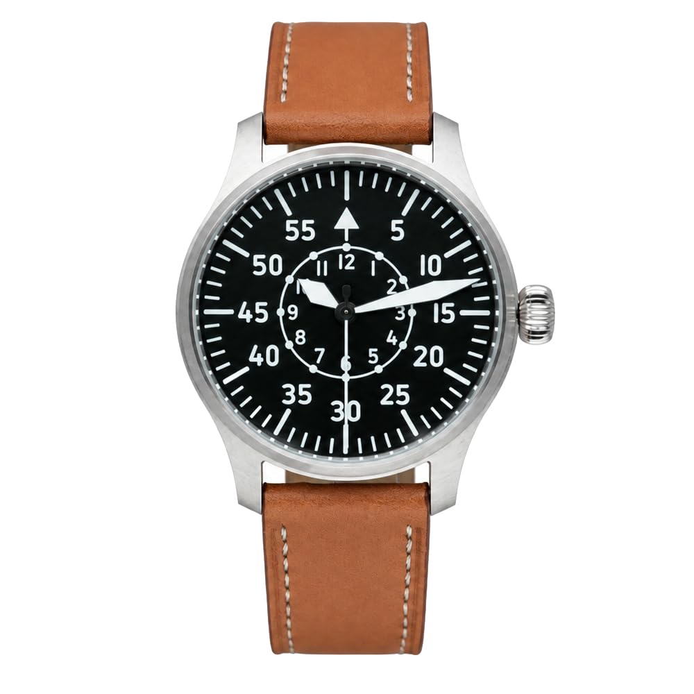 Automatyczny zegarek męski z mechanizmem PT5000, szkło szafirowe 40 mm i BGW-9 lodowy błękit fluorescencyjny, stal nierdzewna 316L, zakręcana korona – klasyczne zegarki pilotowe męskie