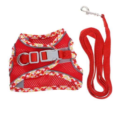 DECOMELODY 1セットの反射付き防逃脱小猫用ハーネスと 紐 軽量でおしゃれなデ