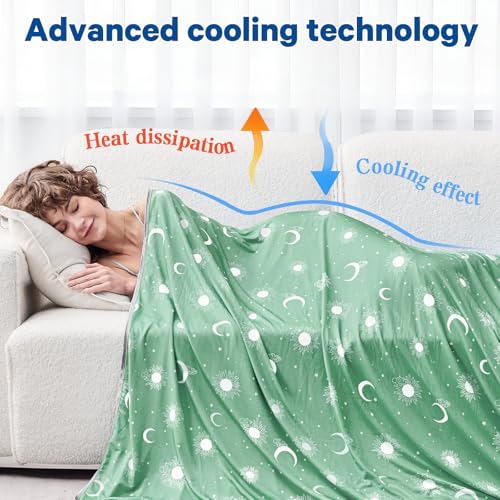 Image of inhand Cooling Blanket Queen Size (90 inchx90 inch) - Double Sided Cooling Blankets for Hot Sleepers, Cool Soft Lightweight Summer Blanket for Sofa Bed Couch, Travel, House Warming Gifts New Home Pale Green