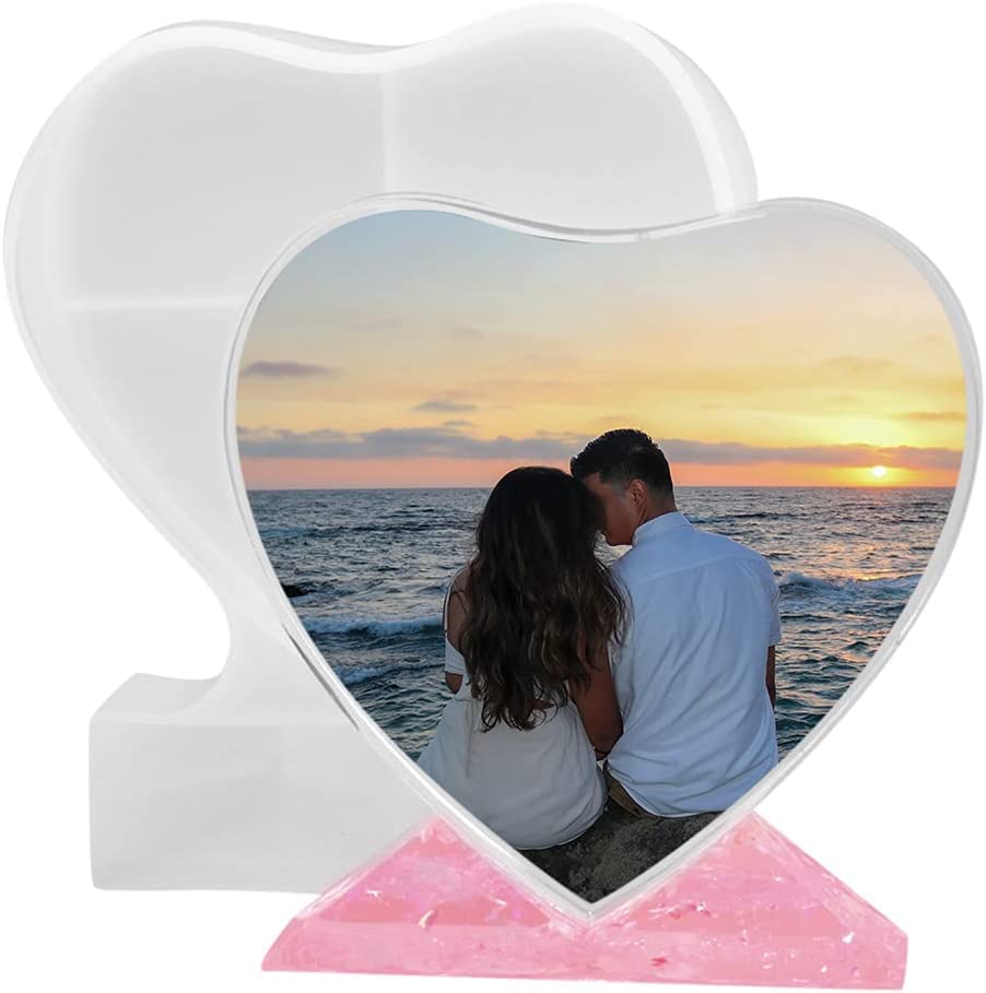 Image of Photo Frame with Stand Built in Resin Molds Heart Shape Silicone Molds Heart Shape for Wedding Valentine's Day Anniversary Home Decor Gifting, Display, Romantic Gifting