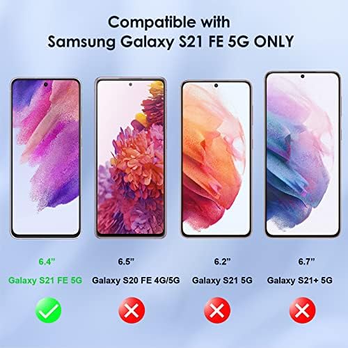 Kiewhay Tempered Glass Compatible with Samsung Galaxy S21 FE 5G Screen Protector 6.4'', 3x Screen Protector + 2x Camera Lens Protector, [9H Hardness] [No Bubbles] HD Tempered Glass Film - 5 Pack