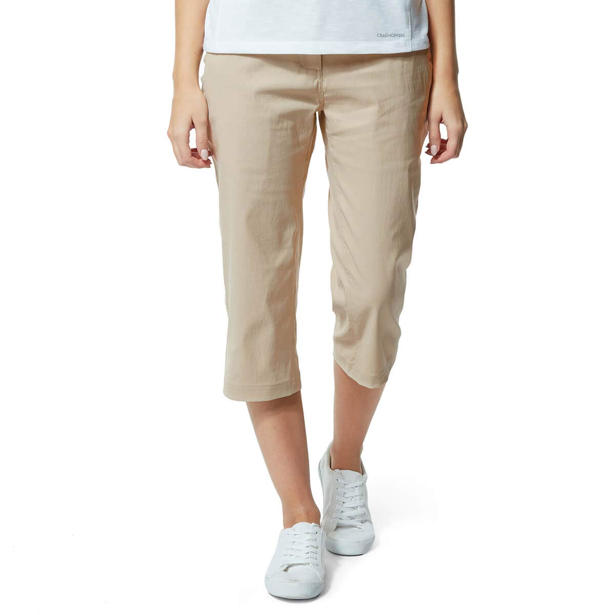 Craghoppers Women's Kiwi Pro Cropped Trousers Walking Shorts Desert Sand 10