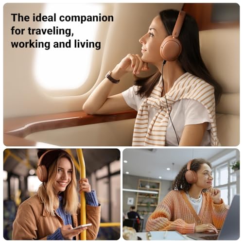 Image of Edifier V80 Hybrid Active Noise Cancelling Bluetooth Headphones, Wireless Over Ear Headset with 45H Playtime, Wired Hi-Res Audio Fast Charging Multipoint Connection for Home Travel Office (Brown)