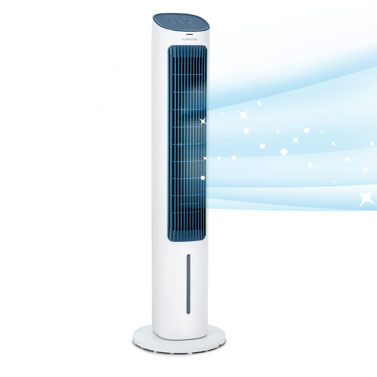 Klarstein Climatizador Portatil Frio 5 en 1 Ionizador, Mini Enfriador de Aire, Silencioso Modo Noche, Mando a Distancia, Humidificador, Ventilador, Purificador, Aparatos Aire 360m³/h, 50W, Blanco