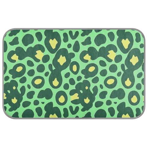 EtherSpher Green Leopard Print Summer Cooling mats Self Cooling cat Blankets for Indoor Cats for Bunny Travel Safe cama Fria para perro M
