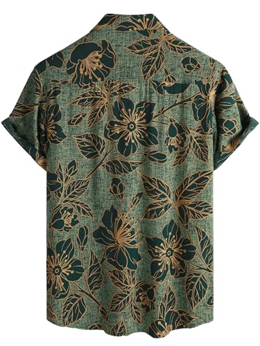 Image of JOTOOK Mens Hawaiian Shirt Short Sleeve Button Down Tropical Shirts Casual Floral Summer Beach Shirt