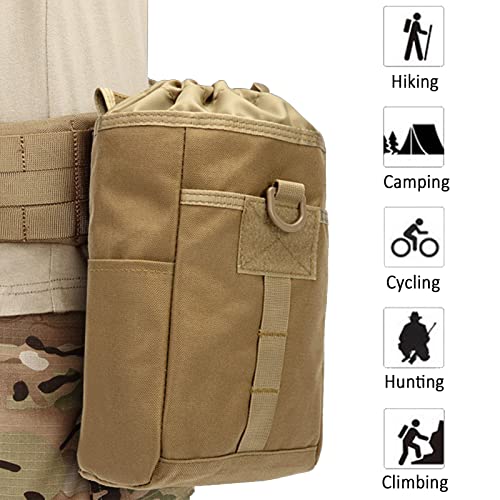 Valinov Molle Dump Pouch Folding Tactical Drawstring Magazine Pouches Roll-Up Utility Belt Ammo Pack 1000D Nylon Foldable Water-Resistant Bag With Carabiner (Tan) #TOP5