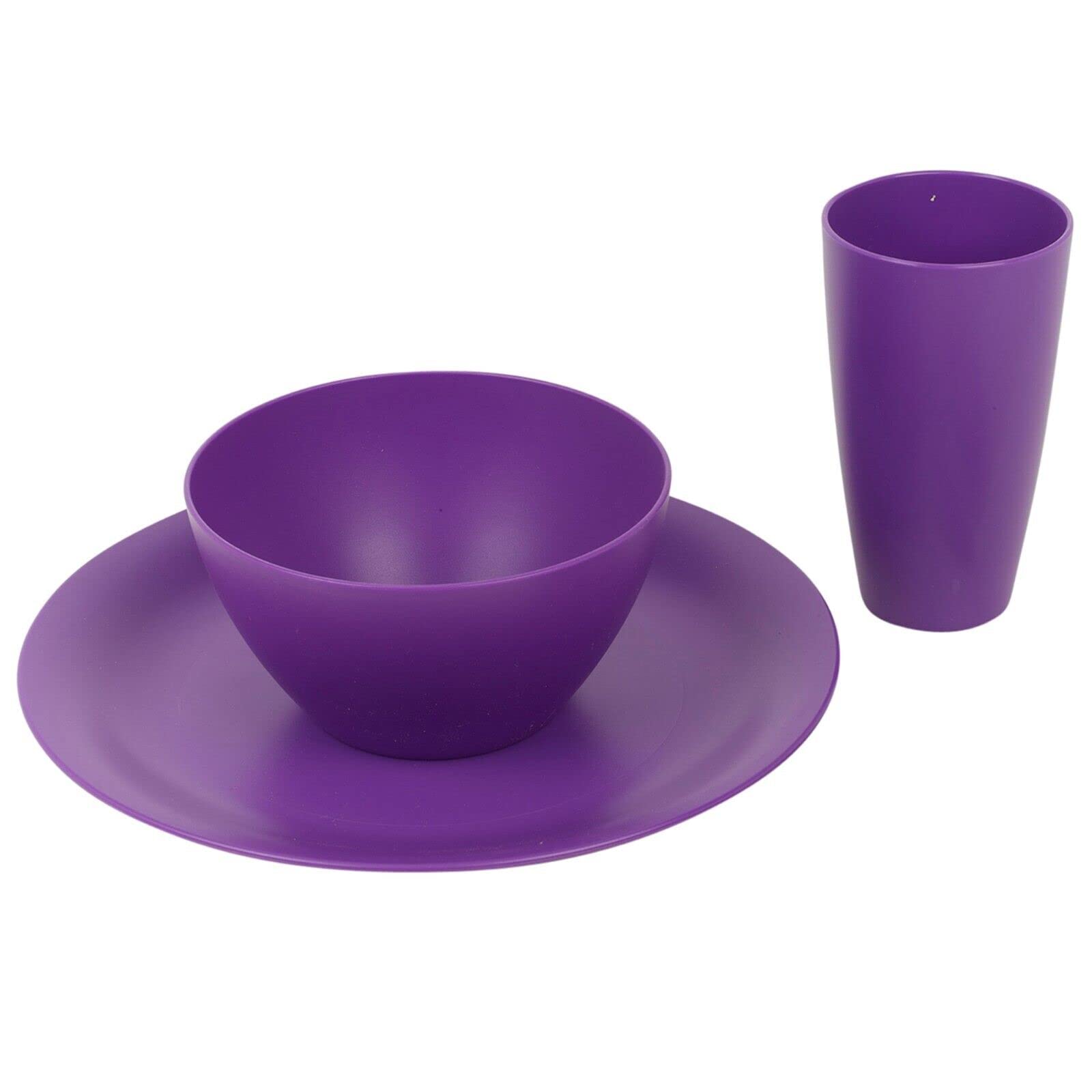 URBN-CHEF 12/24x Unbreakable Reusable Coloured Plastic Soup Cereal Bowls Cutlery Tableware (Purple, 12 Piece)