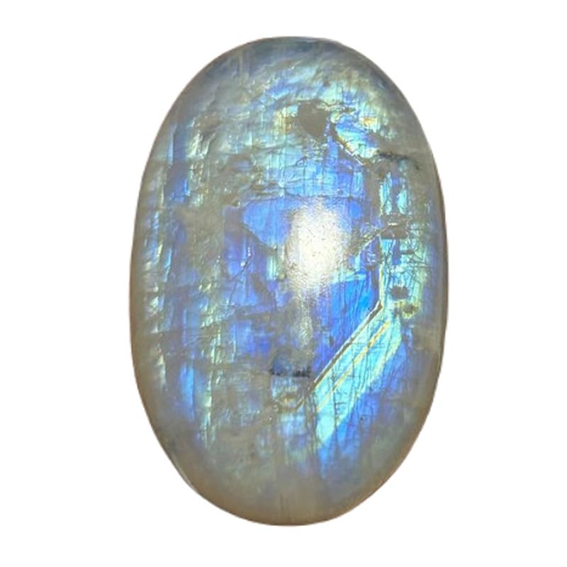 Pierre de lune arc-en-ciel de qualité gemme ovale bleu feu GH_NAT_01746 haute joaillerie