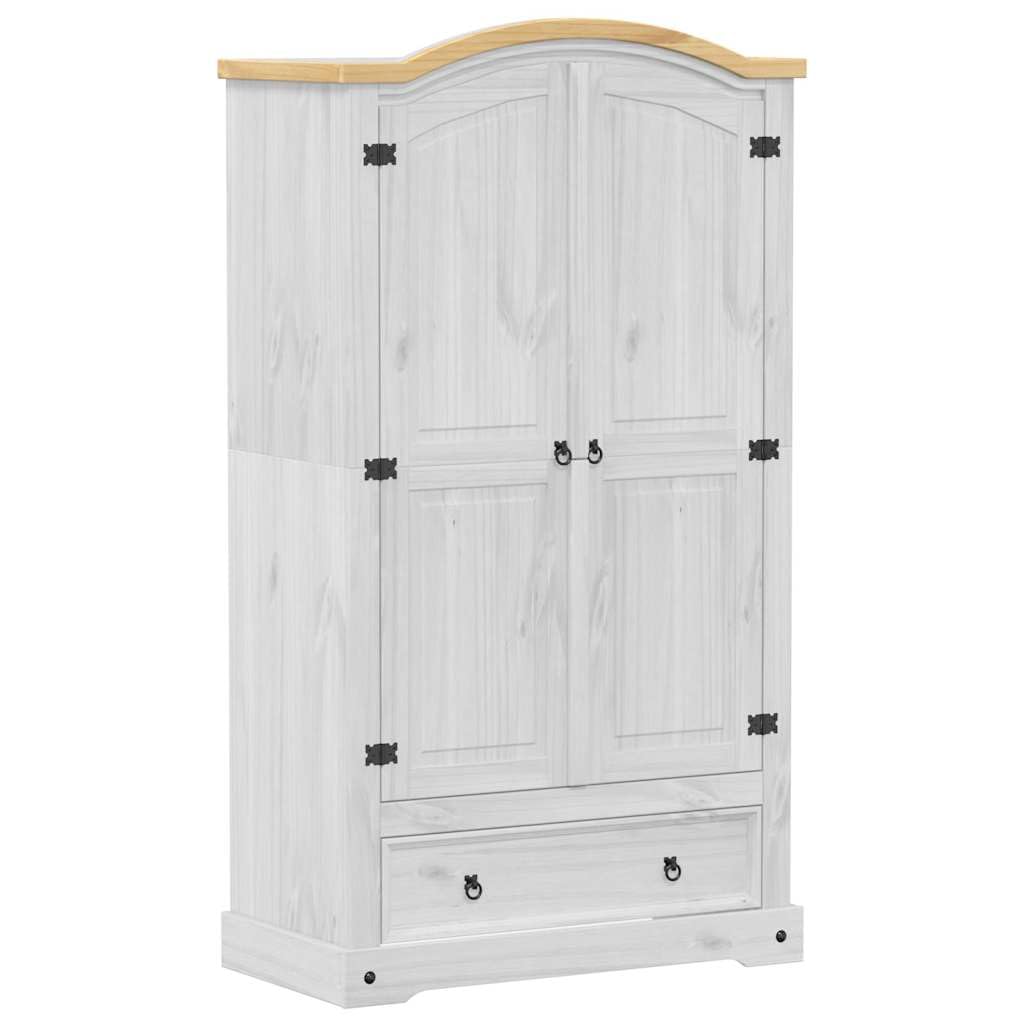 Kleiderschrank, Garderobenschrank mit Stauraum Metallgriff, Hochschrank für Schlafzimmer, Dielenschrank Weiß