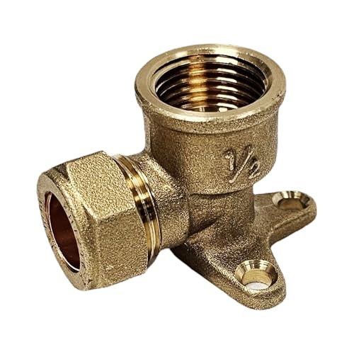 Wärmer System Wallplate Elbow, 15mm to 1/2 Inch Compression Fitting, Brass Construction