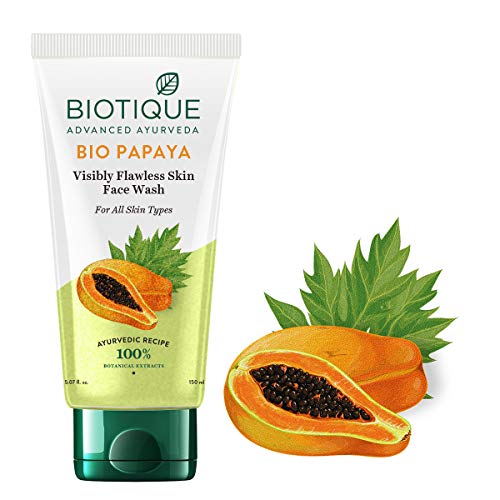 Image of Biotique Bio Papaya Visibly Flawless Skin Face Wash For All Skin Types, 150ml & Biotique Bio Walnut Purifying and Polishing Scrub, 100g