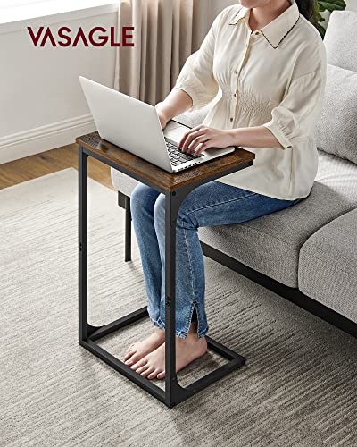 Vasagle C-Shaped End Table, Side Table For Sofa, Couch Table With Metal Frame, Small Tv Tray Table For Living Room, Bedroom, Rustic Brown And Black #TOP1