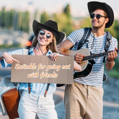 Image of JaGely 15 Pcs Straw Cowboy Hats Wide Brim Summer Hat Women Men Country Accessories for Western Themed Party Concerts Birthday