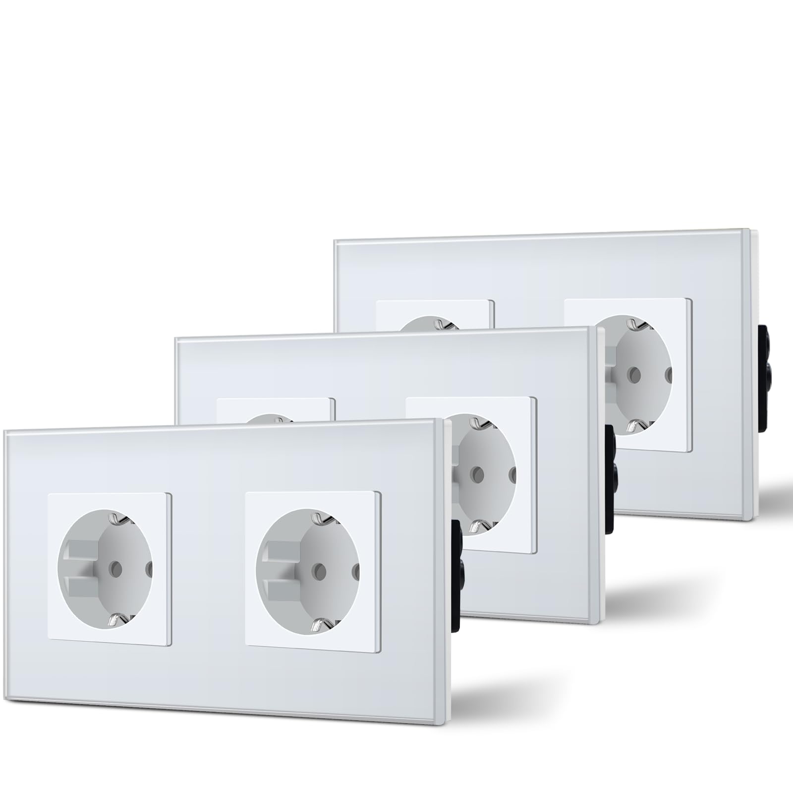 BSEED Enchufe de Pared con USB C,Enchufes Dobles Empotrados con Cristal,Toma de Corriente,Seguridad infantil,Fácil de Instalar,M Serie,2 Enchufes con USB y Tipo C,157mm Blanco — view 24