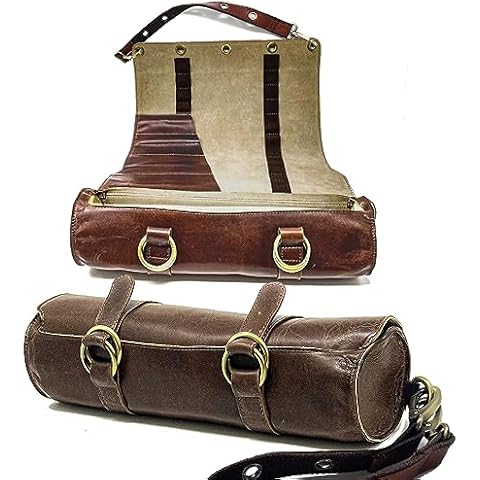 MstrSktch Leather Art Paint Brush Case for Plein Air Outdoor Easel or Artist Tripod Orgainzer - Protect Acrylic Oil Watercolor Paintbrushes Cover