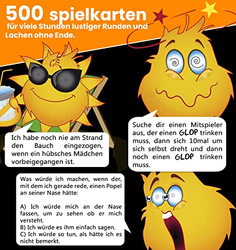 Glop 500 Spielkarten - Trinkspiel - Spiele für Erwachsene - Trinkspiele - Partyspiele - Splielabend - Witziges Spiel - Saufspiel - Kartenspiel - Lustige Geschenke - Trinkspiele für Erwachsene