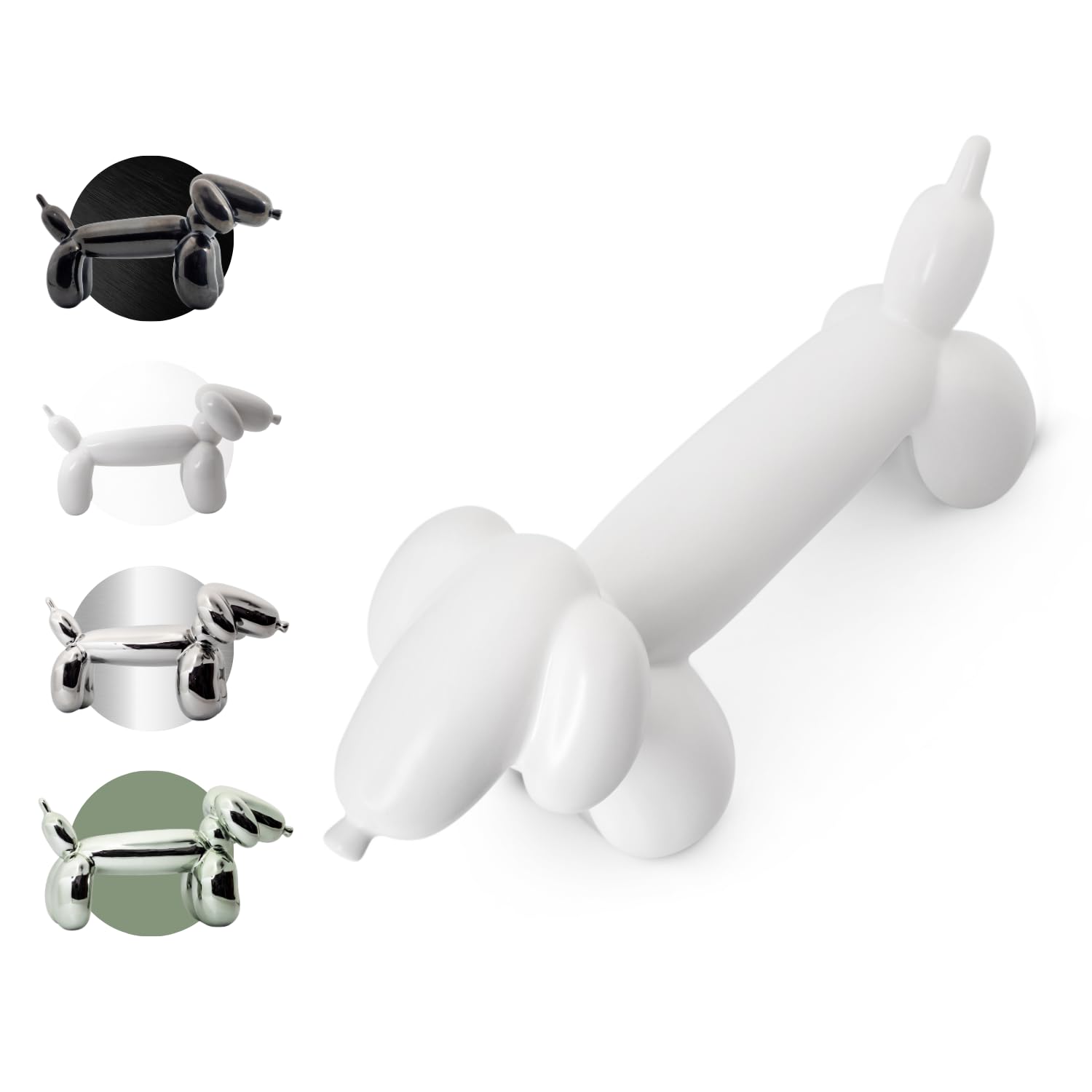 Jeff Koons Balloon Dachshund Decor - Cute Desk Decor for Dog Moms & Dads, Work From Home Must Have, Gifts for Dog Lovers (White)