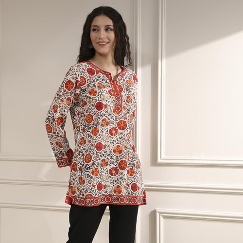 Image of Biba Printed Polyester Straight Casual Kurtis