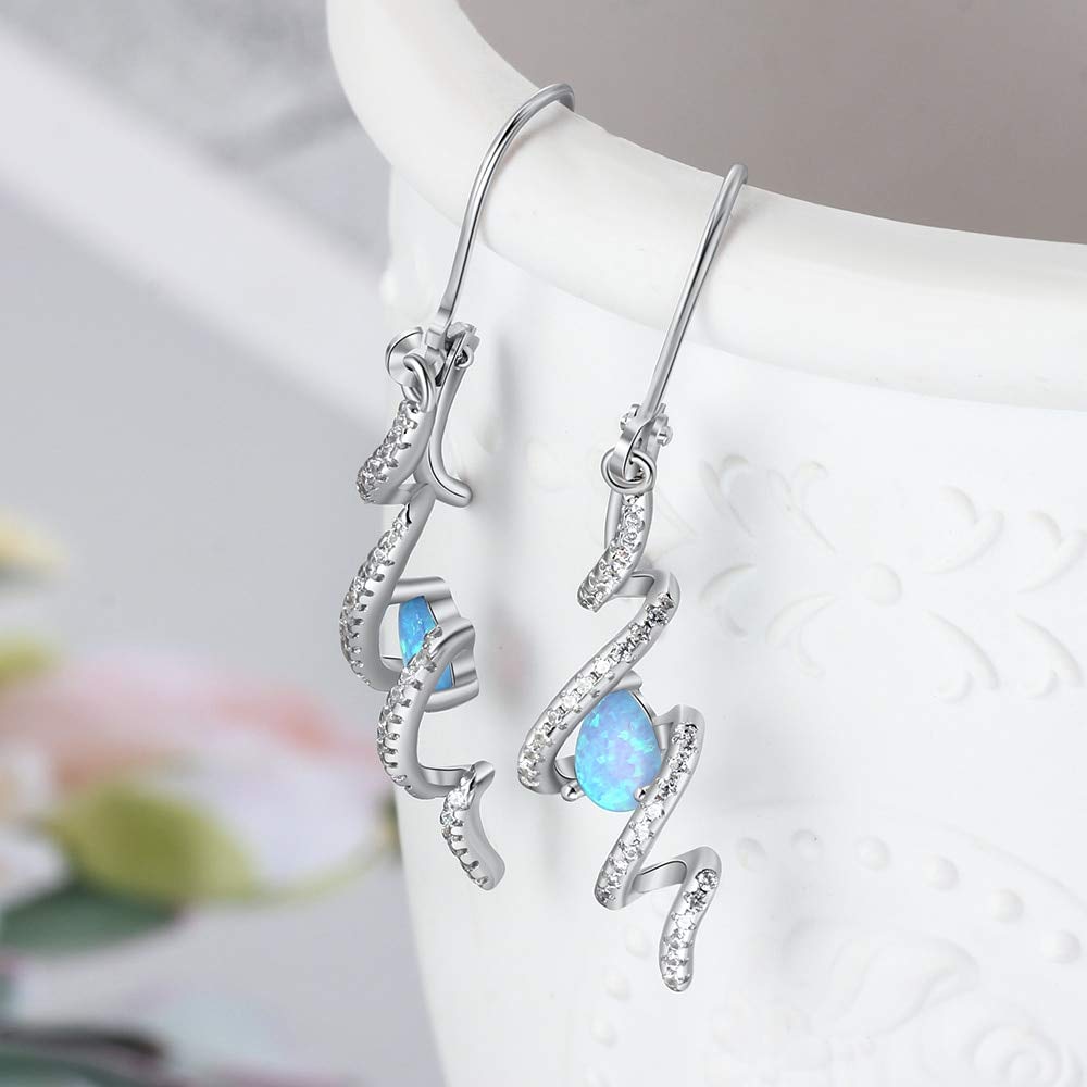 Hochzeit Brautschmuck Sets Twist Spiral Drop Ohrringe Anhänger Halsketten Blau Opal Schmuck Sets Zubehör Geschenk