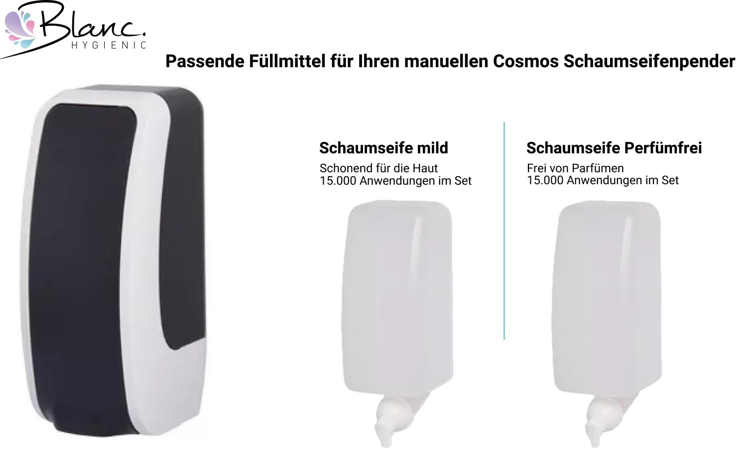 Cosmos Schaumseifenspender Schwarz, 1-L-Kartusche