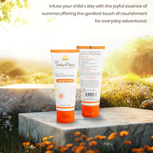 Image of Lil Naked Bee Baby Lotion for Kids (2.5oz) Orange Popsicle Cheeks to Cheeks Face & Body Lotion for Hydrating & Moisturizing Skin