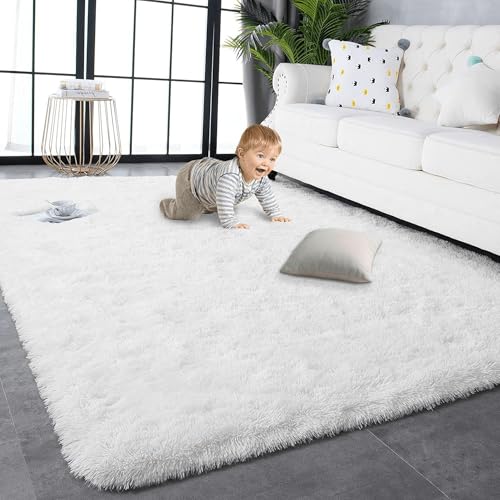 Tapis antidérapant moderne blanc format extra large pour grand salon - 2