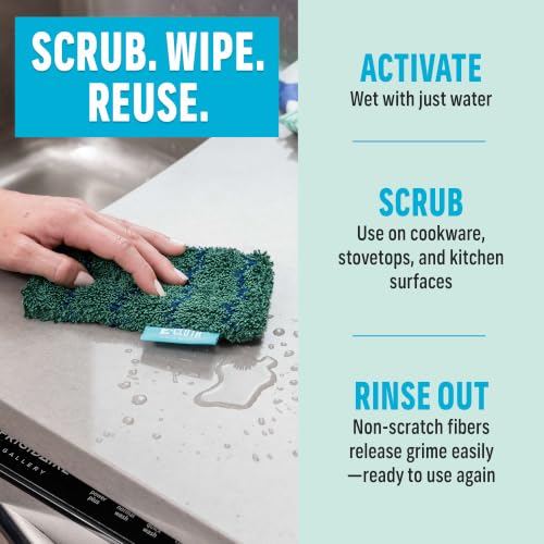 Image of E-Cloth Kitchen Dynamo, Premium Microfiber Non-Scratch Kitchen Dish Scrubber Sponge, Ideal for Dish, Sink and Countertop Cleaning, 100 Wash Guarantee, Green, 1 Pack