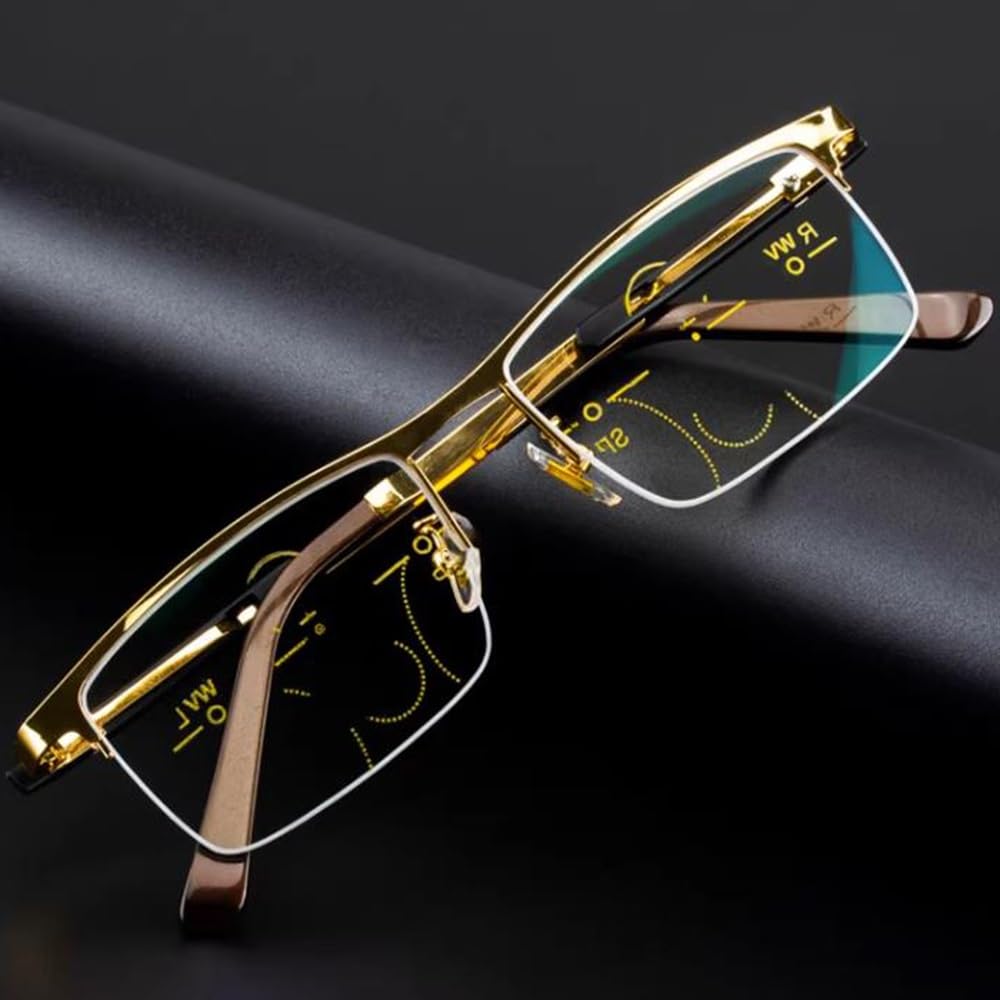 COKYIS Halbrand Lesebrillen Bifokale Lesebrille Klassische Herren Computerbrille Metallrahmen Presbyopie Leser HD Computer Leser Federscharniere (Size : +1.5)