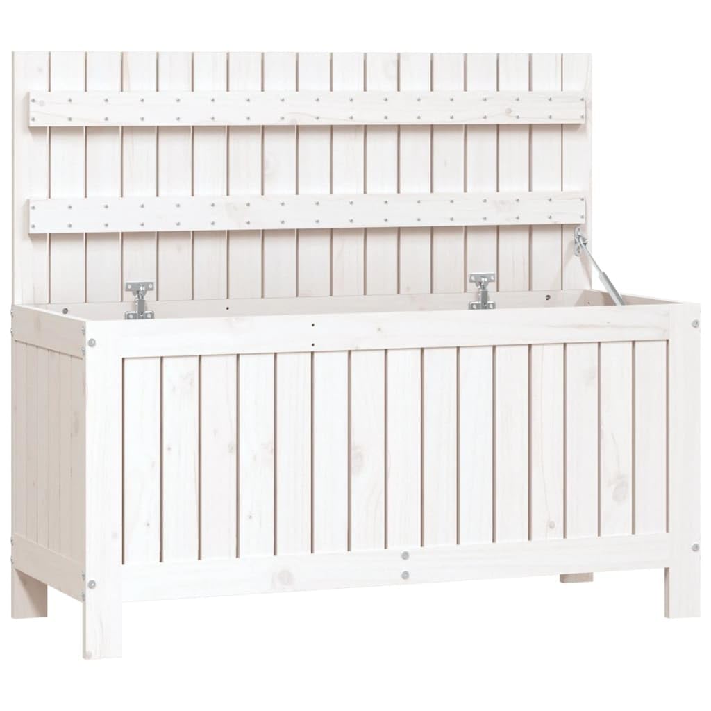 Boîte de Rangement de Jardin Blanc 108x42,5x54 cm Bois de Pin