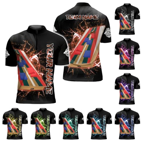 BOZENTIM Personalized Cornhole Jerseys for Men, Cornhole Shirts for Men, Cornhole Bowling Jerseys Gifts for Cornhole Players (US, Alpha, Small, 5X-Large, Regular, Regular, CH8)