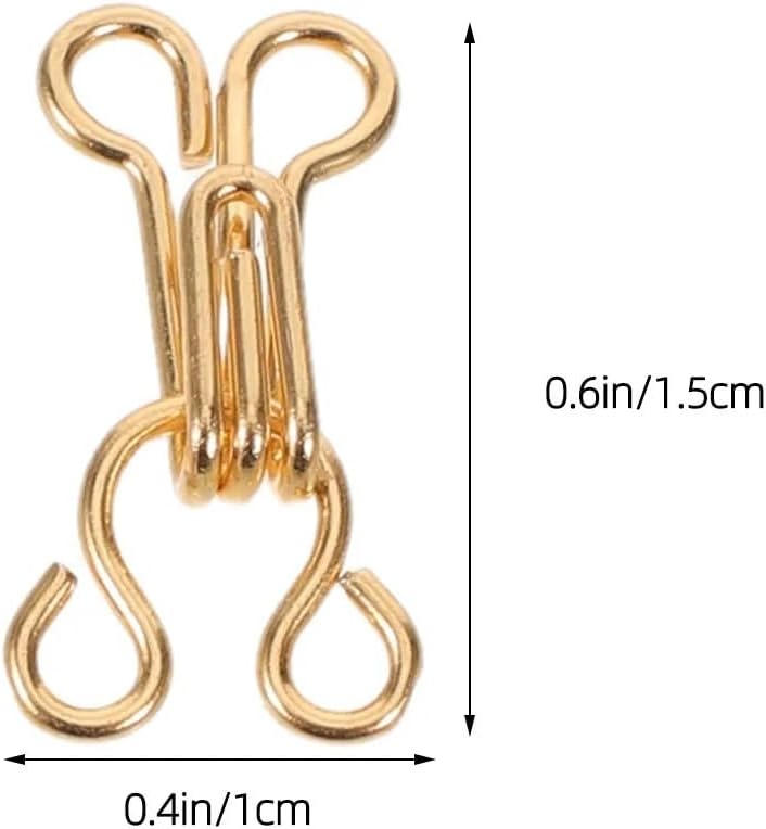 Hook and Eye Sewing 200 Pcs Invisible Clip-on Wardrobe Hook 17Mm Gold Sewing and Eye Closure Secure Fastener
