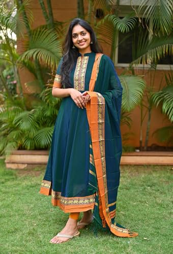 Image of GoSriKi Women's Rayon Viscose Solid Anarkali Kurta with Dupatta