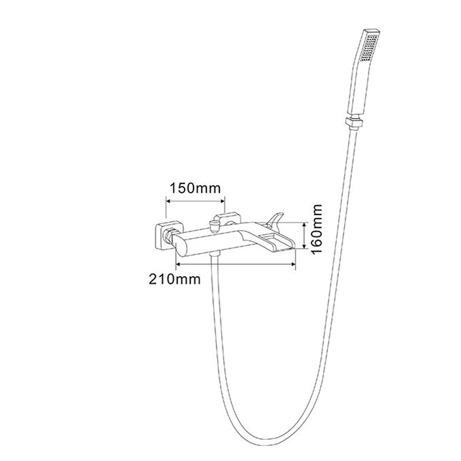 Grifo para bañera Grifo para bañera en Cascada Grifo para bañera de latón Grifo para bañera con Agua fría y Caliente Llenador de bañera montado en la Pared con Ducha de Mano Grifo para Ducha, Cromado