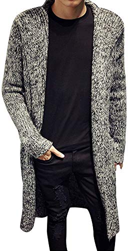 Stunner Men's Spring Slim with Hood Sweater Casual Long Cardigan CN M Grey