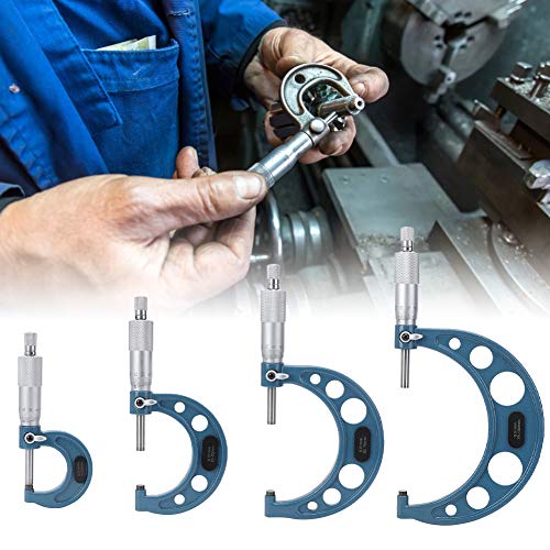 4Pcs Außenmikrometer-Set mikrometer 0-100 Mm Metrischer Mikrometer 0,01 Mm Hohe Präzision mit Aufbewahrungsbox, zur Präzisionsmessung von Länge, Durchmesser und Bügelmessschrauben
